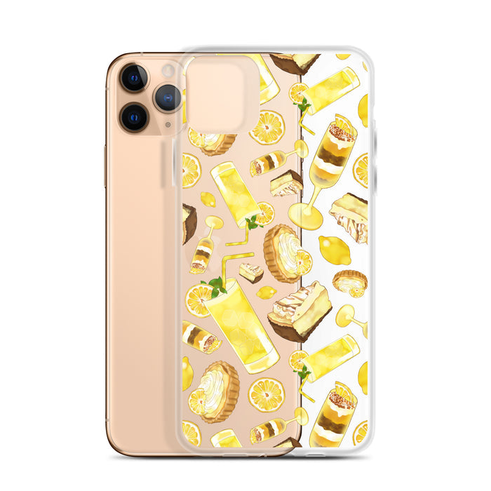 Lemon kawaii iPhone clear phone case with lemon cheesecake and juicy lemon wheels