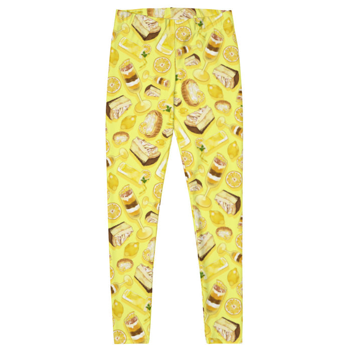 Lemon kawaii leggings in yellow with iced lemonade and juicy lemon slices
