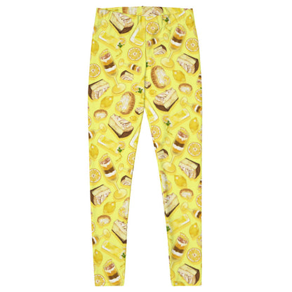 Lemon kawaii leggings in yellow with iced lemonade and juicy lemon slices