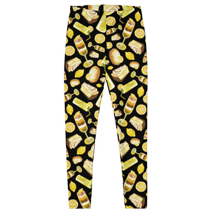 Lemon kawaii leggings in yellow with juicy lemon slices and torched meringue peaks