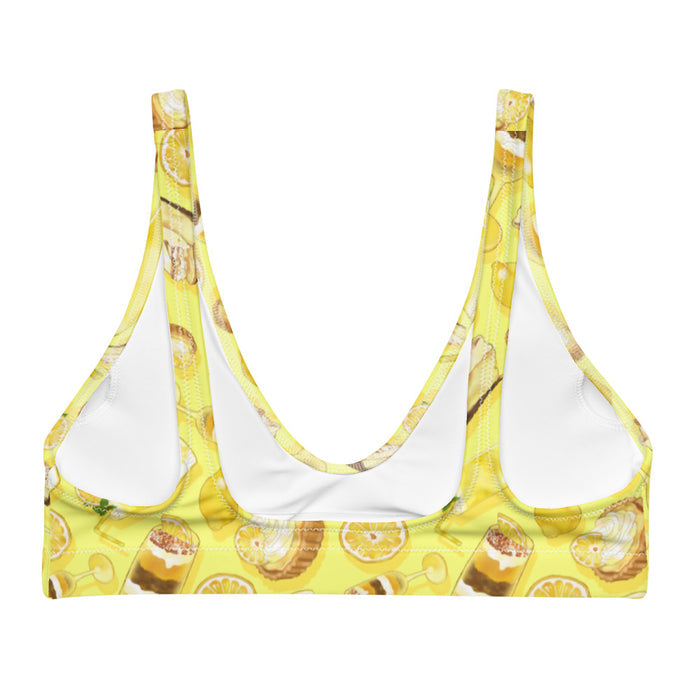 Lemon kawaii padded bikini top in yellow with torched meringue peaks and layered parfaits