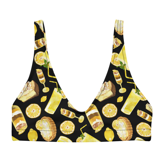 Lemon kawaii padded bikini top in yellow with juicy lemon slices and torched meringue peaks