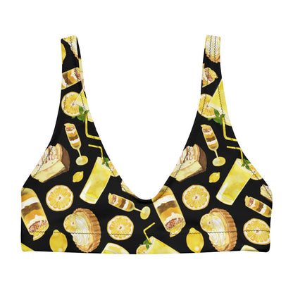Lemon kawaii padded bikini top in yellow with juicy lemon slices and torched meringue peaks