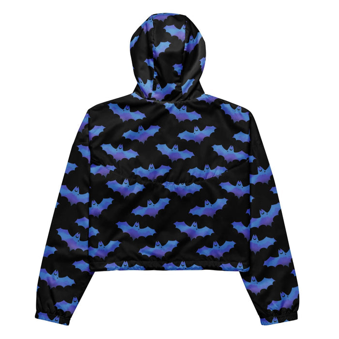 Lilith gothic windbreaker in blue with dusky bats and soft clouds