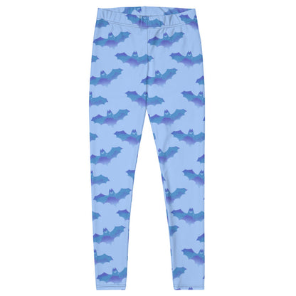 Lilith gothic leggings in blue with watercolor bats and crescent moons