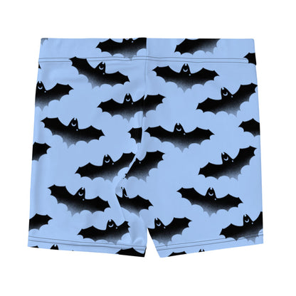 Lilith alternative shorts in blue with bats and crescent moons
