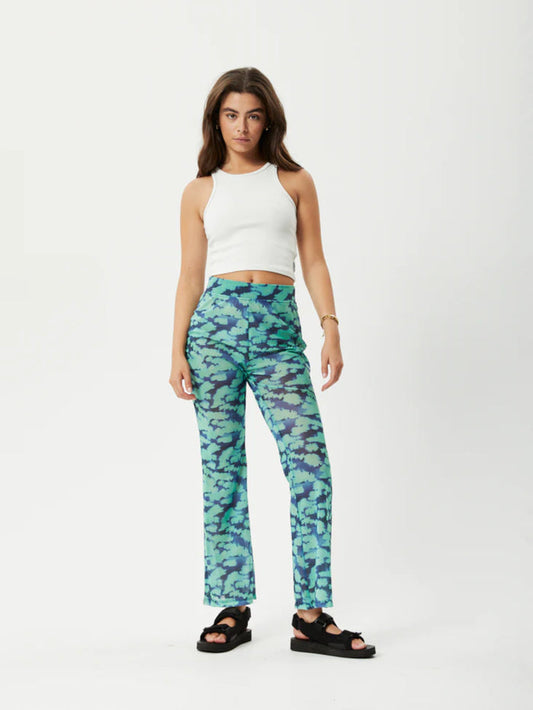 Liquid - Recycled High Waisted Sheer Pants | Jade Floral-Image 1