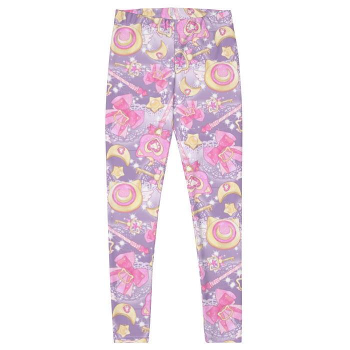 Pink or purple Magical Girl kawaii leggings with ribbon bows and golden stars