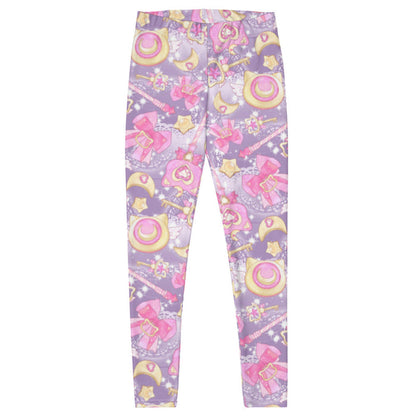 Pink or purple Magical Girl kawaii leggings with ribbon bows and golden stars