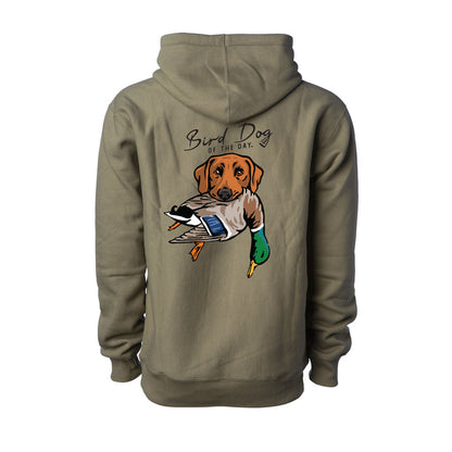 Red Lab with a Mallard / Olive (Premium Heavyweight) / XS