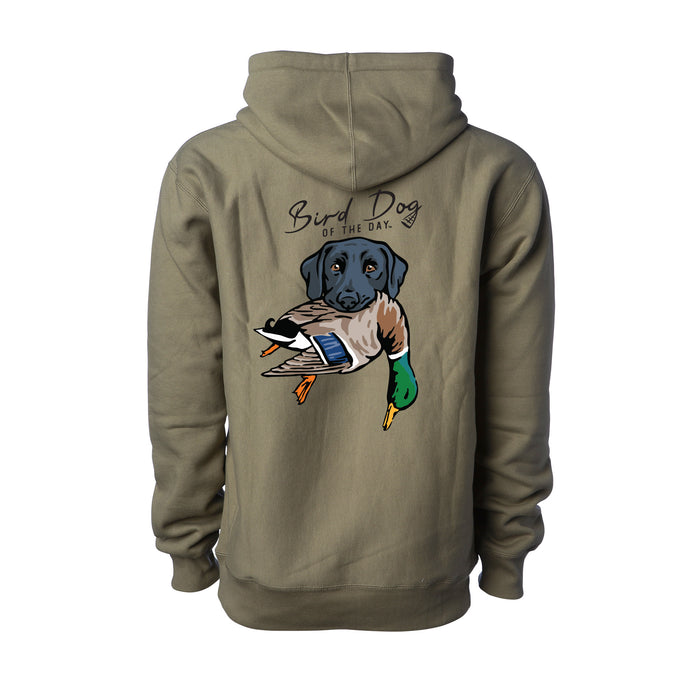 Black Lab with a Mallard / Olive (Premium Heavyweight) / XS