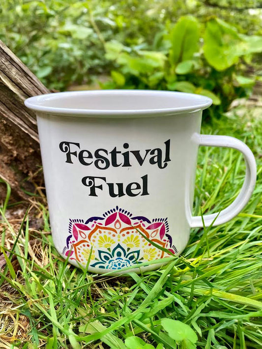 Mandala Enamel Mug | White-Image 1
