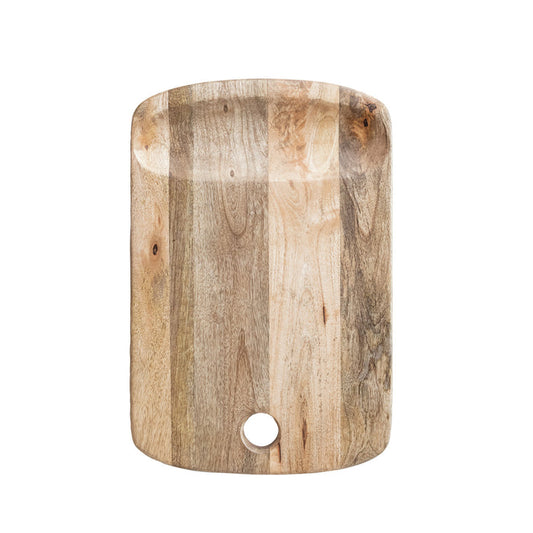 Mango Wood Cheese/Cutting Board w/ Catch All Area & Handle, Natural