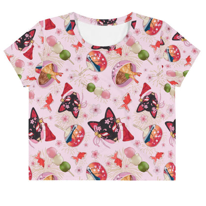 Matsuri kawaii crop top with uchiwa fans and tricolor dango