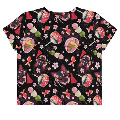 Matsuri kawaii crop top with paper fans and hanami dango