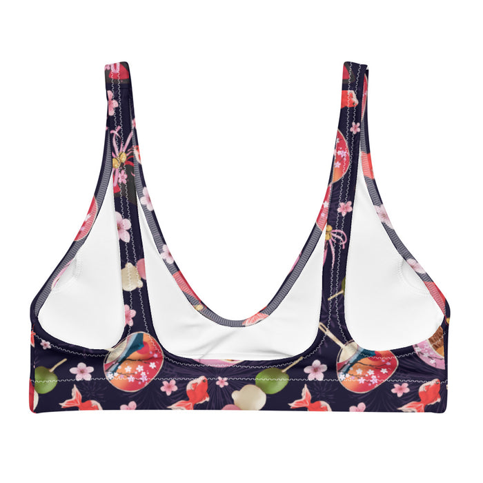 Matsuri kawaii padded bikini top with hanami dango and sakura petals