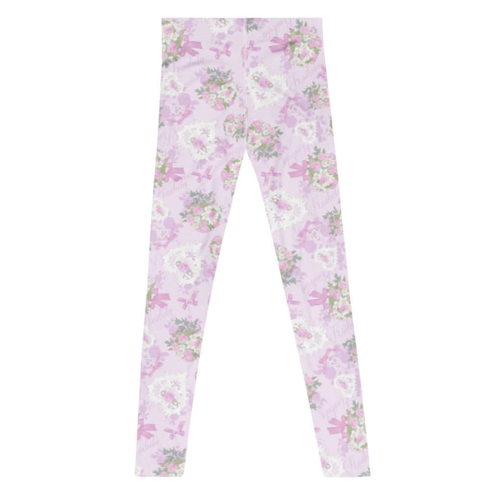 Anniversary kawaii men's leggings in blush and periwinkle with strands of pearls and baby's breath