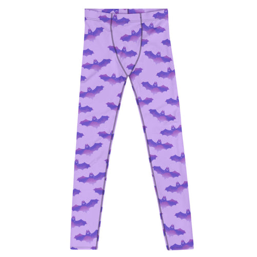 Morrigan gothic men's leggings in lavender with watercolor bats and crescent moons