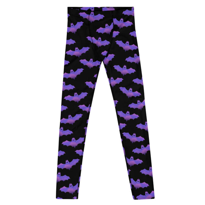 Morrigan alternative men's leggings in lavender with painterly bats and tiny crescent moons