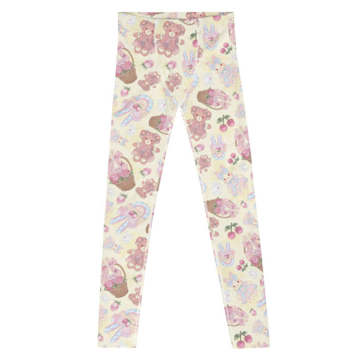 Sweet Teddy kawaii men's leggings in pastel with teddy bears and lace cameos