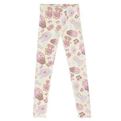 Sweet Teddy kawaii men's leggings in pastel with teddy bears and lace cameos