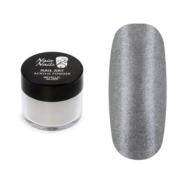 Metallic Silver Acrylic Powder - 12g   Naio Nails
