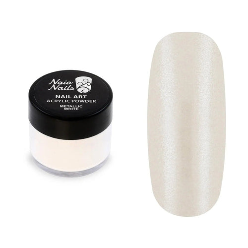 Metallic White Acrylic Powder - 12g   Naio Nails