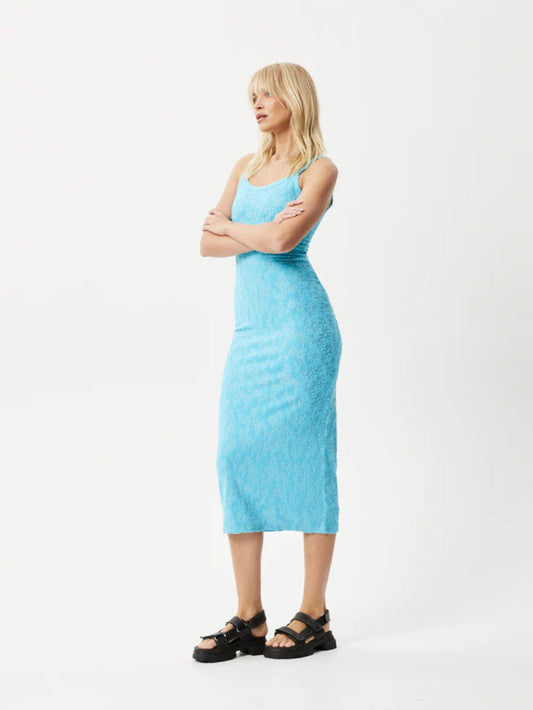 Moon - Hemp Terry Maxi Dress | Blue Daisy-Image 1