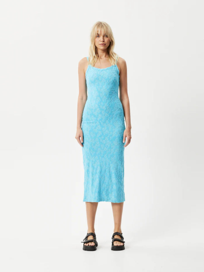 Moon - Hemp Terry Maxi Dress | Blue Daisy-Image 4