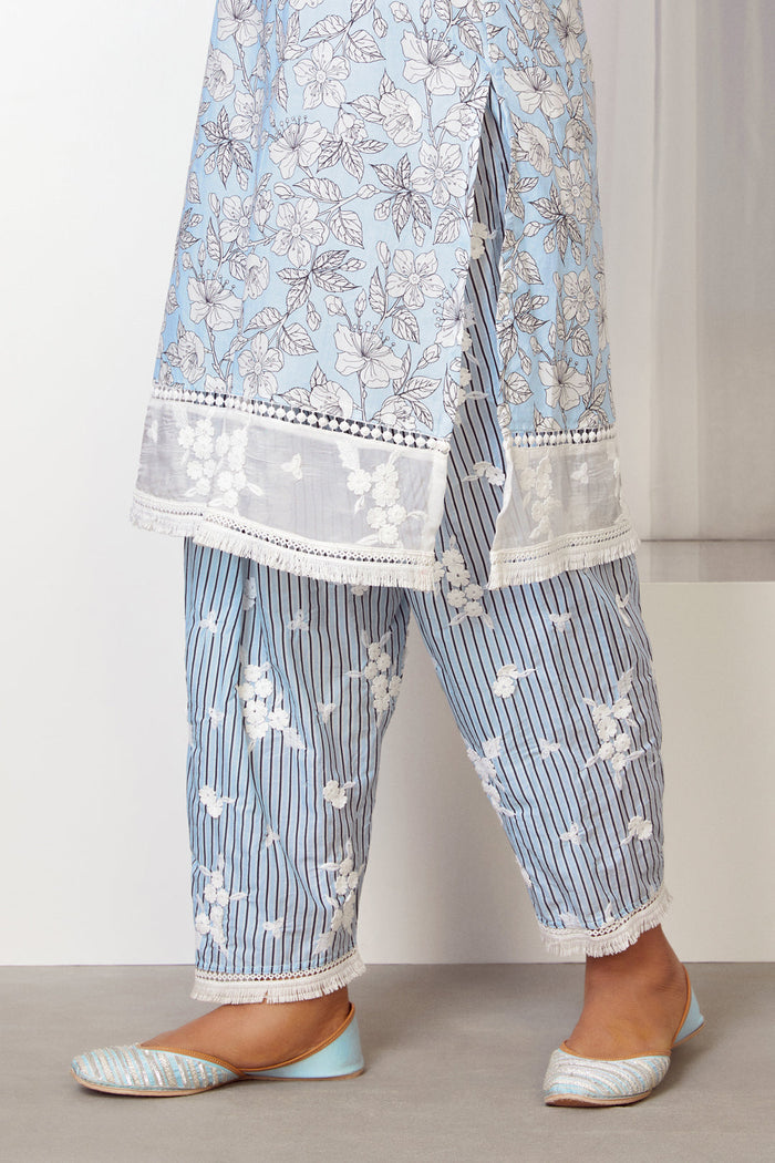 Mulmul Supima Cotton Abbey Light Blue Salwar