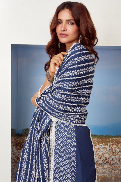 Mulmul Supima Cotton Armada Navy Kurta