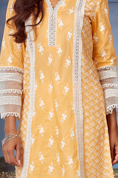 Mulmul Supima Cotton Armada Orange Kurta