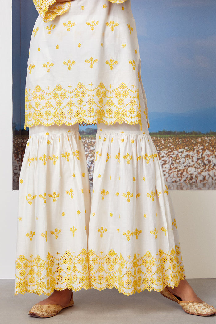 Mulmul Supima Cotton Ashberry White Kurta