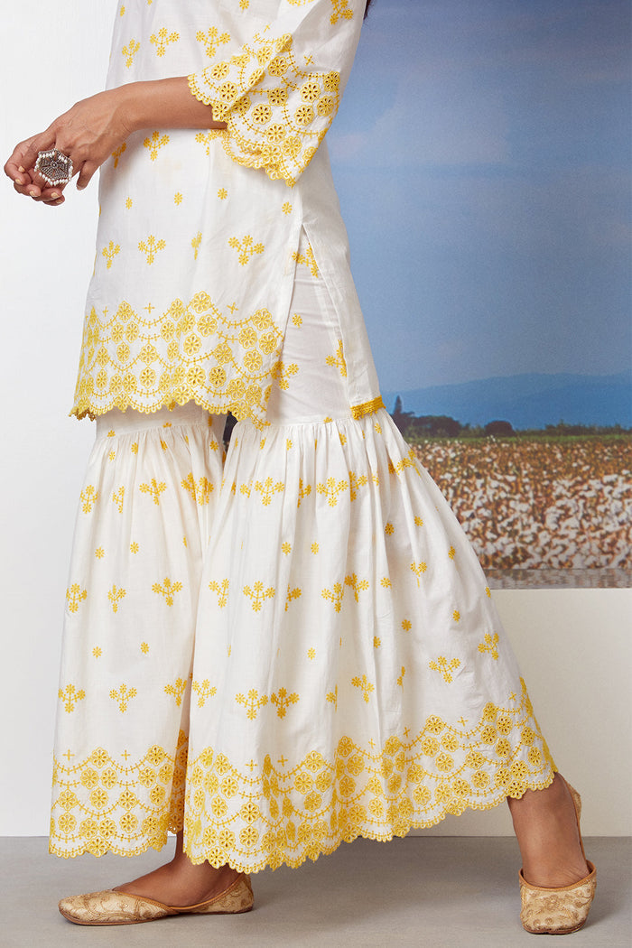 Mulmul Supima Cotton Ashberry White Kurta
