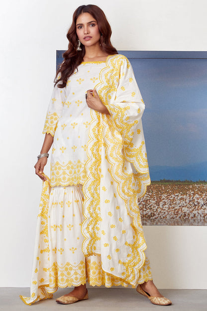 Mulmul Supima Cotton Ashberry White Kurta
