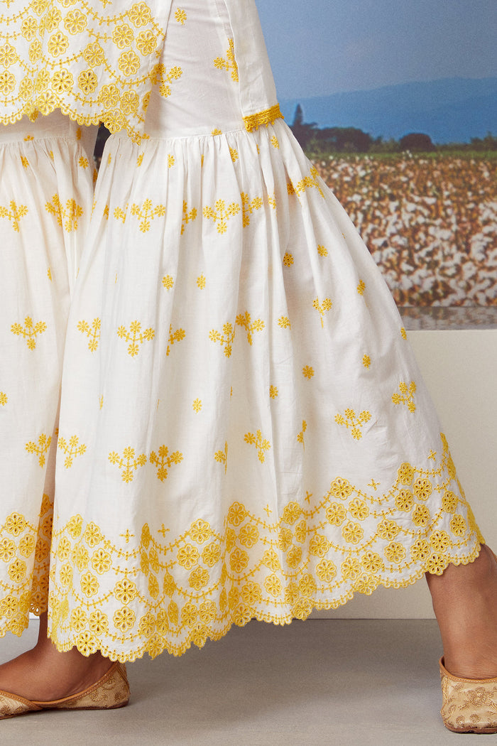 Mulmul Supima Cotton Ashberry White Kurta