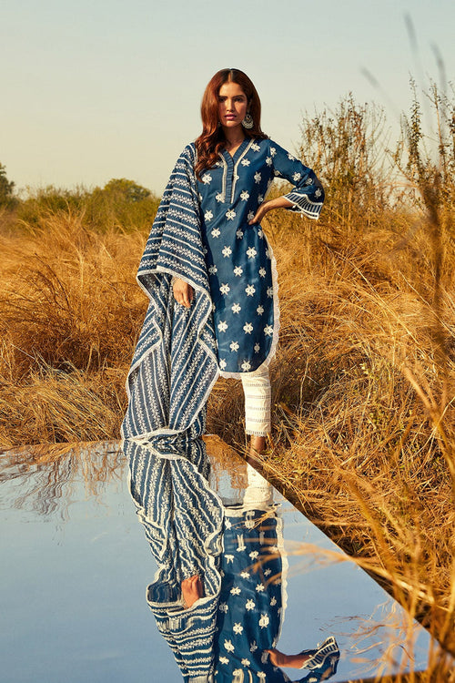 Mulmul Supima Cotton Dawn Navy Kurta
