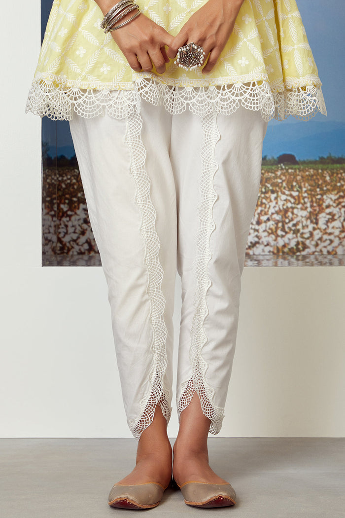 Mulmul Supima Cotton Dew Drop Light Yellow Kurta
