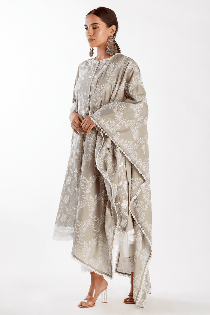 Mulmul Supima Cotton Dusk Grey Kurta