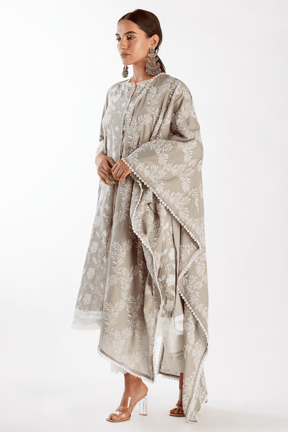 Mulmul Supima Cotton Dusk Grey Kurta