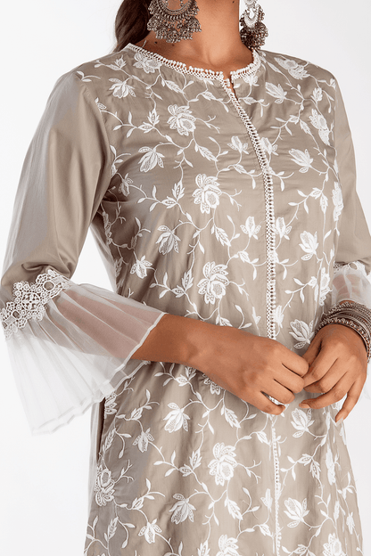 Mulmul Supima Cotton Dusk Grey Kurta