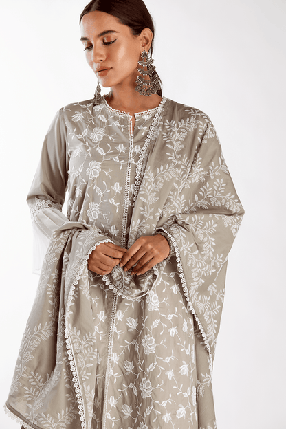 Mulmul Supima Cotton Dusk Grey Kurta