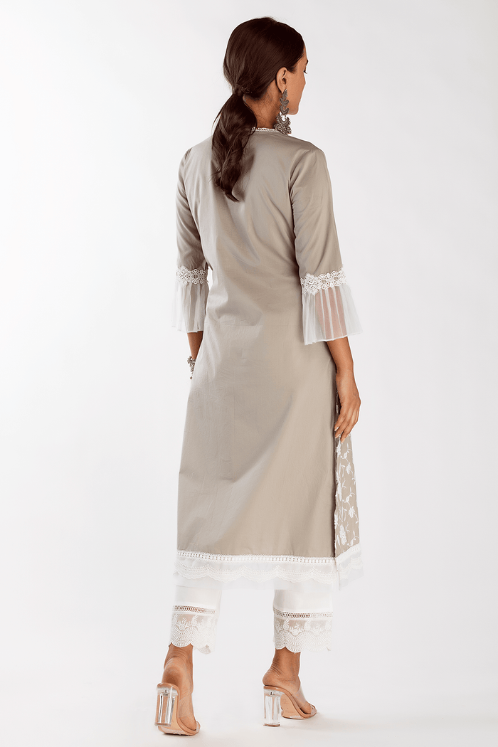Mulmul Supima Cotton Dusk Grey Kurta