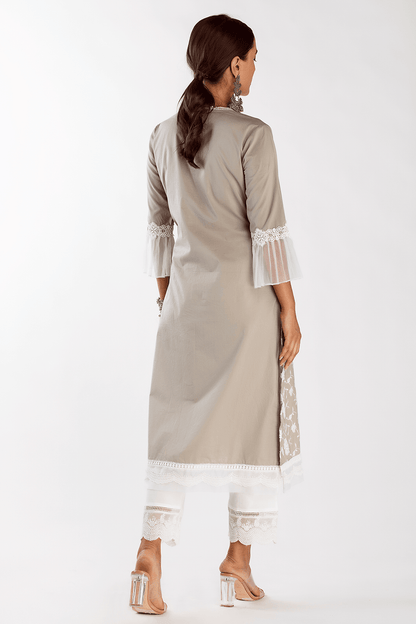 Mulmul Supima Cotton Dusk Grey Kurta