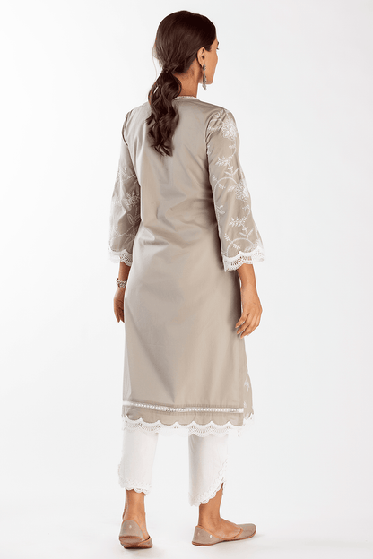 Mulmul Supima Cotton Melia Grey Kurta