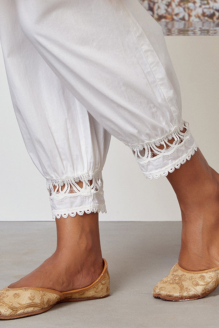 Mulmul Supima Cotton New Harem White Pyajama