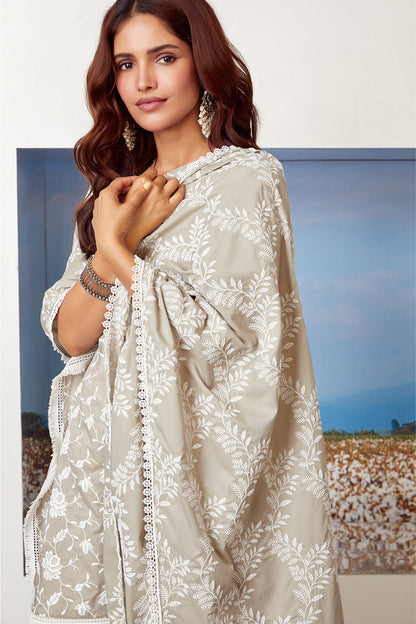 Mulmul Supima Cotton Sirius Grey Dupatta