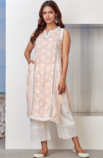 Mulmul Supima Cotton Sofia Orange Kurta