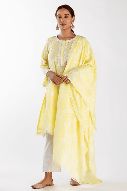 Mulmul Supima Cotton Stella Yellow Kurta