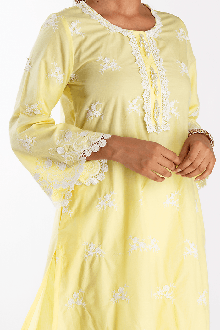 Mulmul Supima Cotton Stella Yellow Kurta